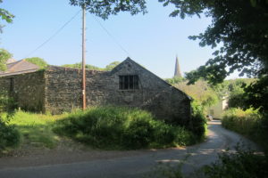 Old stone building on country lane